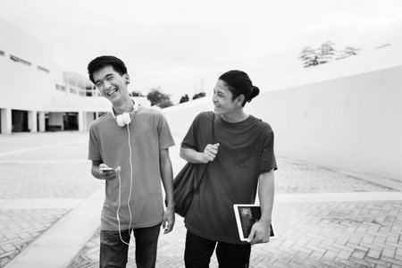 Friends Laughing Technology Headphones Concept