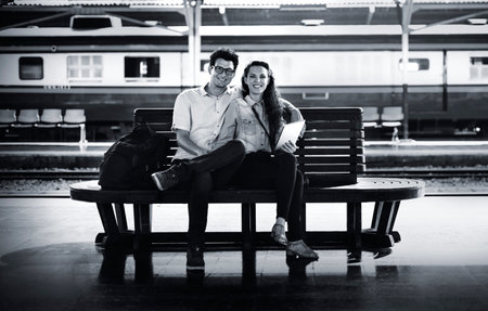 Couple Bench Train Station Tablet Concept