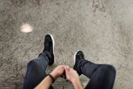 Sneakers Canvas Shoes Human Feet Legs Sitting Concept