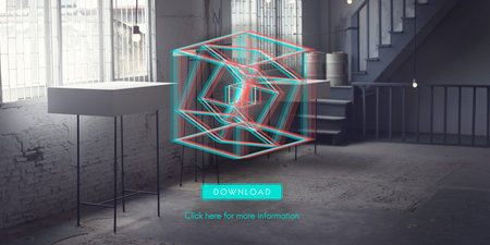 3D Three Dimensional Futuristic Display Modern Concept