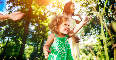 Children Friendship Playing Happiness Summer Holiday Vacation Nature Concept