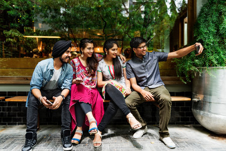 Indian Friends Hangout Taking Picture Concept
