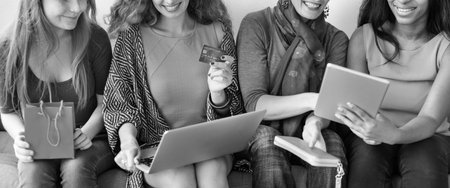 Women Femininity Shopping Online Happiness Concept