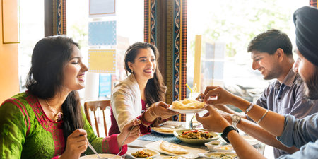 Indian Ethnicity Food Curry Naan Roti Meal Concept