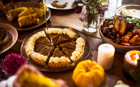 Cutting Pumpkin Pie Dessert Thanksgiving Holiday Concept
