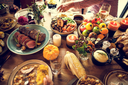 Thanksgiving Celebration Traditional Dinner Setting Food Concept