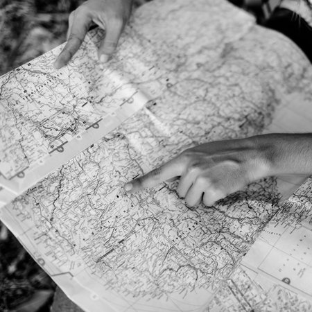 Map Destination Direction Route Travel Trip Trek Concept