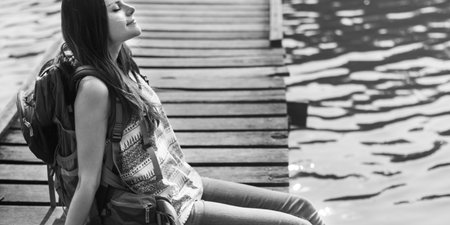 Backpacker Casual Travel Tourist Carefree Nature Concept