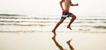 Running Exercise Training Healthy Lifestyle Beach Concept