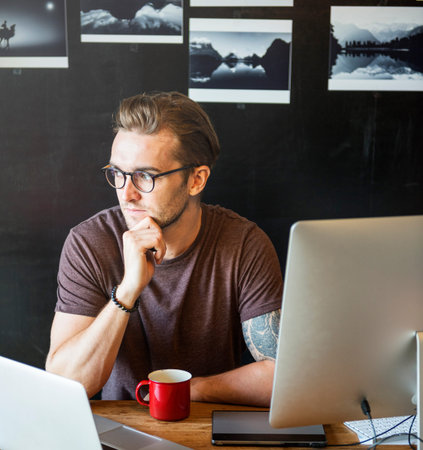 Thinking Professional Man Business Concept