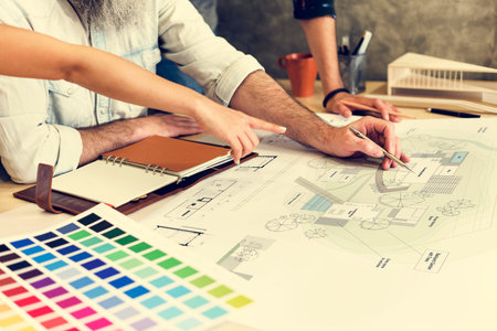 Design Studio Architect Creative Occupation Meeting Blueprint Concept