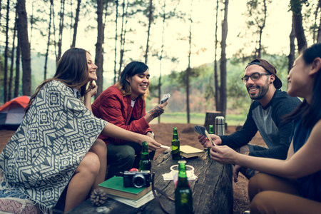 People Friendship Hangout Traveling Destination Camping Concept