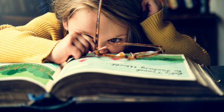Adorable Cute Girl Reading Storytelling Concept