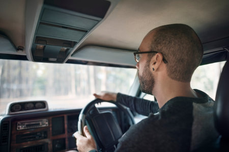 Man Driving Road Trip Travel Concept