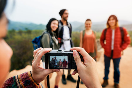 Friends Taking Photos Trip Concept