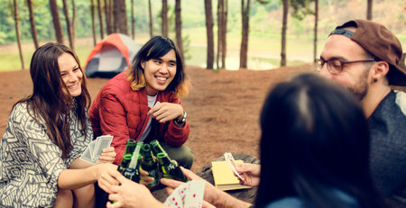People Friendship Hangout Traveling Destination Camping Concept