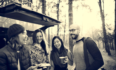 People Friendship Hangout Traveling Destination Camping Concept