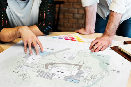 Design Studio Architect Creative Occupation Meeting Blueprint Concept