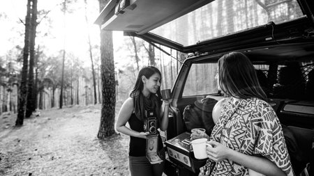 Women Friendship Hangout Traveling Camping Concept