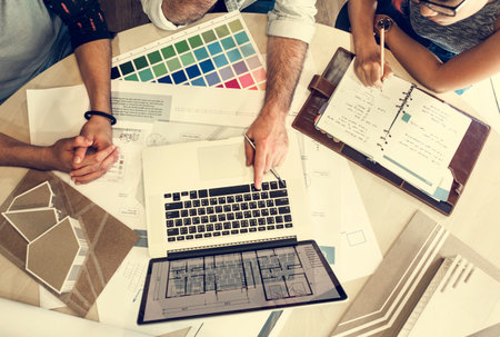 Design Studio Architect Creative Occupation Meeting Blueprint Concept
