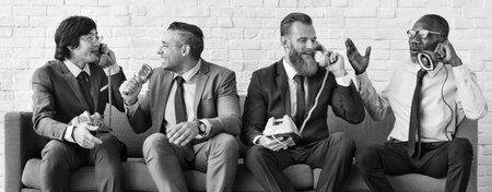 Business Team Working Using Vintage Objects Concept