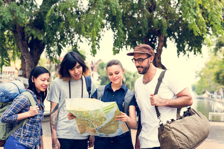 Friends Travel Backpacker Adventure Concept