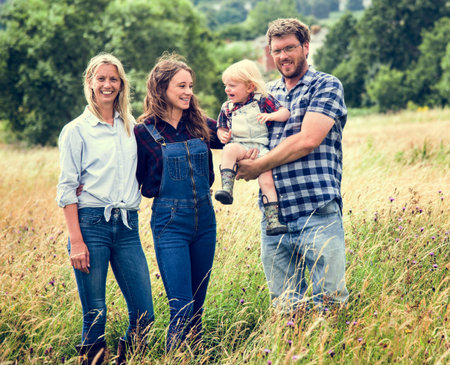 Family Generations Parenting Togetherness Field Nature Concept