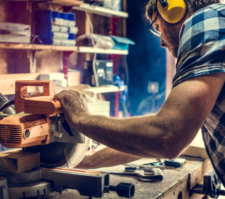Carpenter Craftman Lumber Timber Woodwork Concept