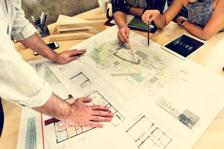Design Studio Architect Creative Occupation Meeting Blueprint Concept