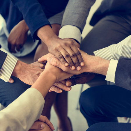 Business Team Stack Hands Support Concept