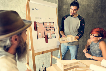Design Studio Architect Creative Occupation Meeting Blueprint Concept