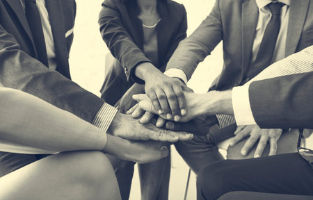 Business Team Stack Hands Support Concept