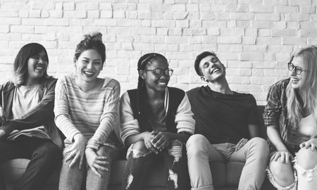 Diverse Group People Sitting Couch Concept