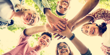 Diverse Teens Hands Together Concept