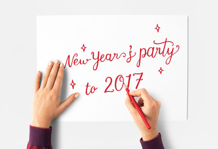Happy new year celebration word phrase