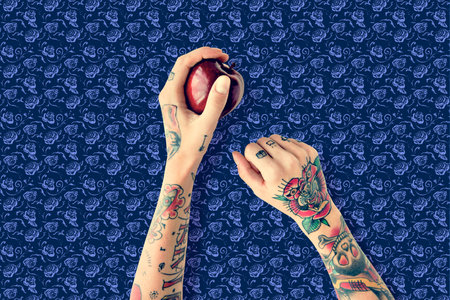 Tattoo Apple Fruit Red Fresh Sweet Juicy Concept