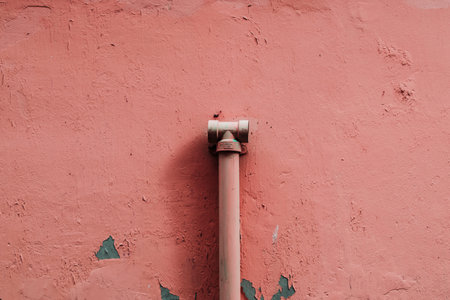 Shabby Plaster Wall Water Pipe Concept
