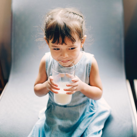 Small Girl Drink Milk Concept