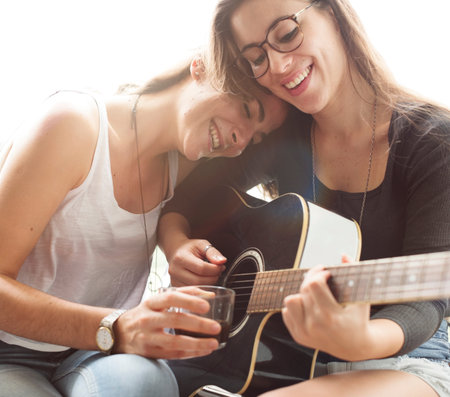 Lesbian Couple Together Indoors Concept