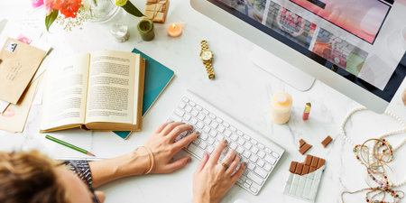 Woman Shopping Online Computer Connection Concept