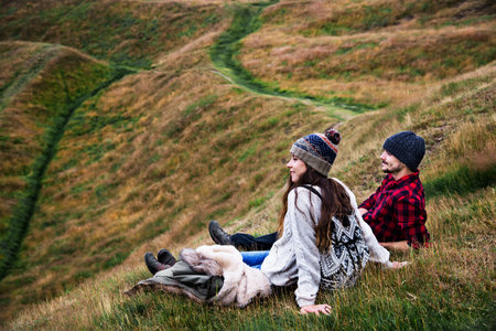 People Relaxation Sitting Mountain Carefree Togetherness Concept