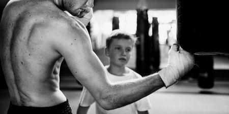 Boy Training Boxing Exercise Movement Concept