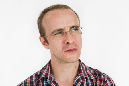Man Glasses Guy Pose Portrait Studio Concept