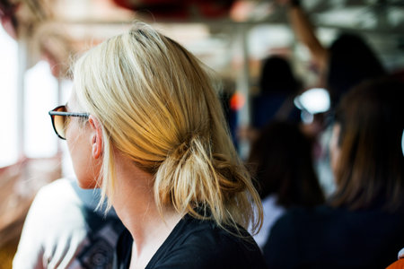 Woman Caucasian Wearing Sunglasses Black Tee Concept
