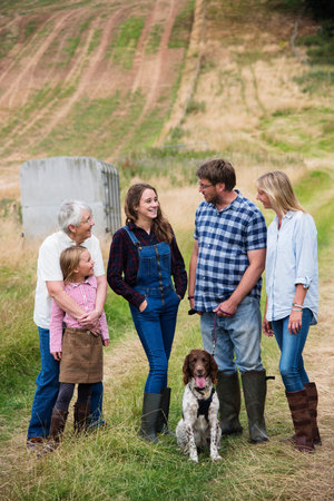Family Walking Dog Togetherness Nature Concept