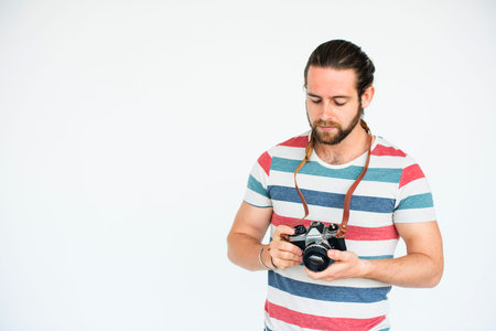 Man Holding Camera Photo Concept