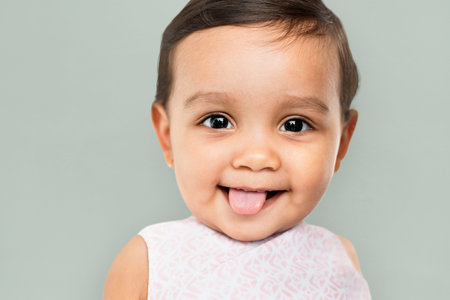 Cheerful Little Girl Happy Smiling Studio Concept