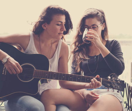Lesbian Couple Together Outdoors Concept