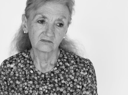 Lonely Senior Adult Woman Sad Boredom Expression Concept