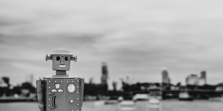 Robot Toy Building Cityscape Skyline Concrete Jungle Concept